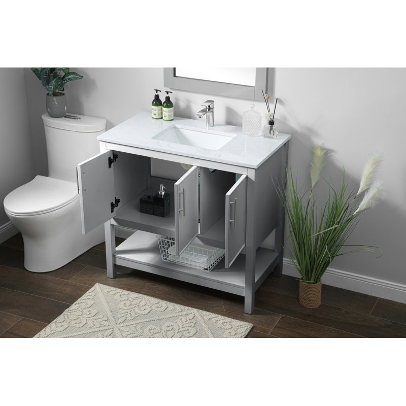 Meuble-lavabo simple 36 po avec plateau en marbre Everett Everett, Gris