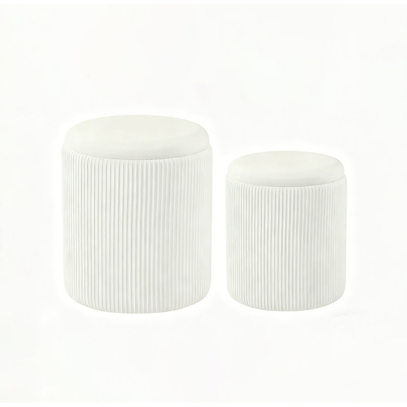 Ensemble de 2 tabourets de coiffeuse, Blanc / Blanc