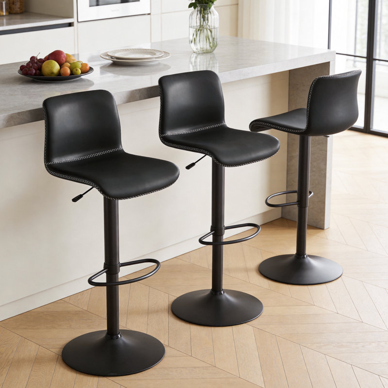 Lolar Swivel Bar Stools Set, Counter Height Bar Stools with Back, Adjustable Bar Stools 24" to 32", Faux Leather Bar Stools for Kitchen Island