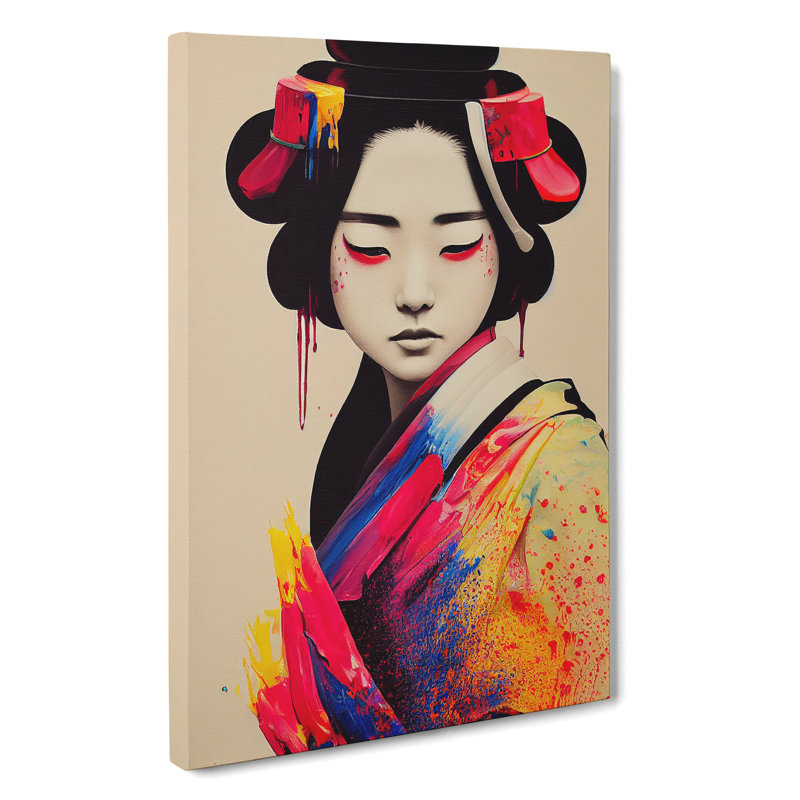 Splashed Geisha No.3 - Wrapped Canvas, 50cm H x 35cm W x 3cm D