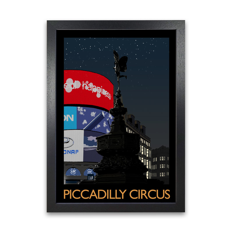 Piccadilly Circus At Night by Richard O'Neill - Single Picture Frame Print, 594 cm H x 42 cm W, Black