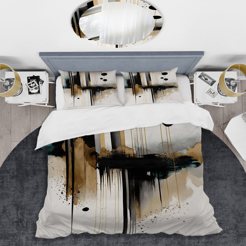 Ensemble de housse de couette abstraite transitionnel moderne Shapes I BeddingMicrofiber / Polyester