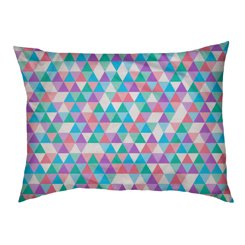Coussin d’extérieur triangle Campion, Moyen (L 29,5 po x P19,5 po x H 9,5 po), Bleu / Rose / Vert