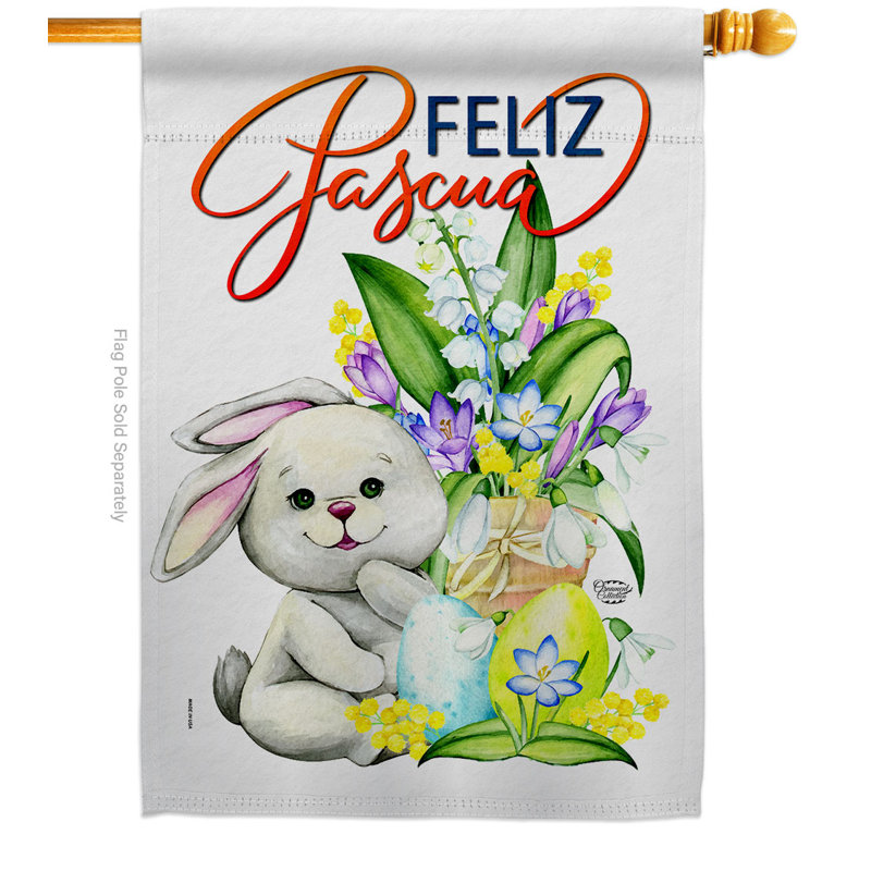 Drapeau de jardin en polyester pour Pâques, H 40 po x l 28 po