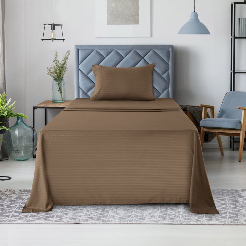 Lux Decor Collection Brushed Microfiber Sheet Set with Fitted Flat Sheets & Pillowcase, Brown