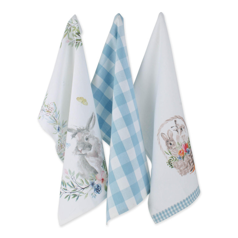 Cotton Plaid Embroidered Kitchen Towel Linen Set