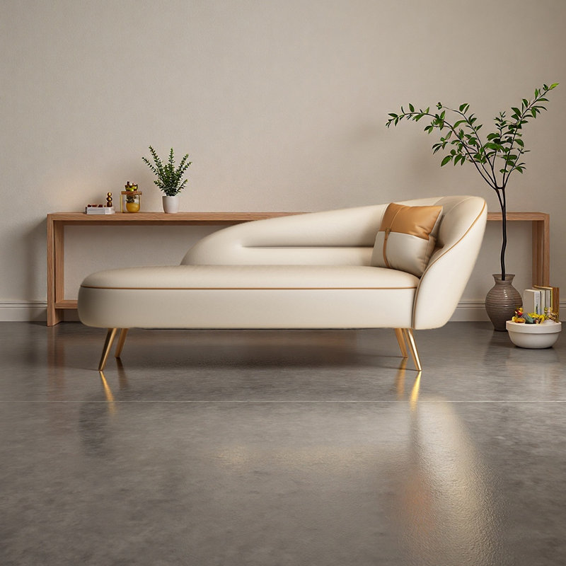 Chaise longue en similicuir Modern Simplicity, Right Hand Facing, Beige