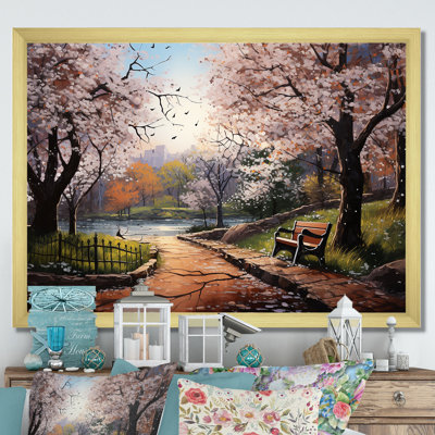 «Pink Springtime Park Floral Canopy I», art mural sur toile