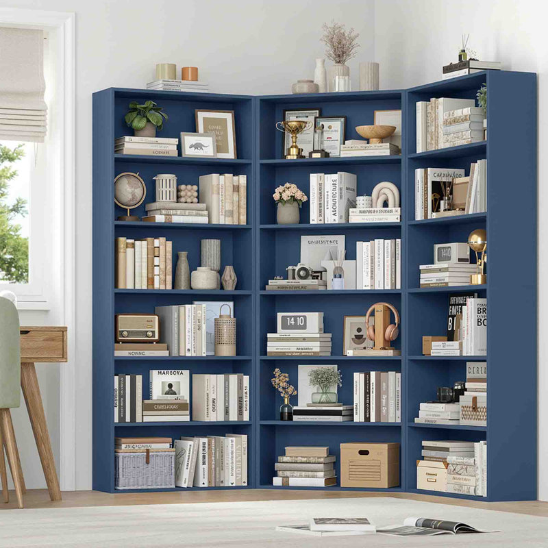 180 cm H x 60 cm W Particle Board Bookcase, Blue