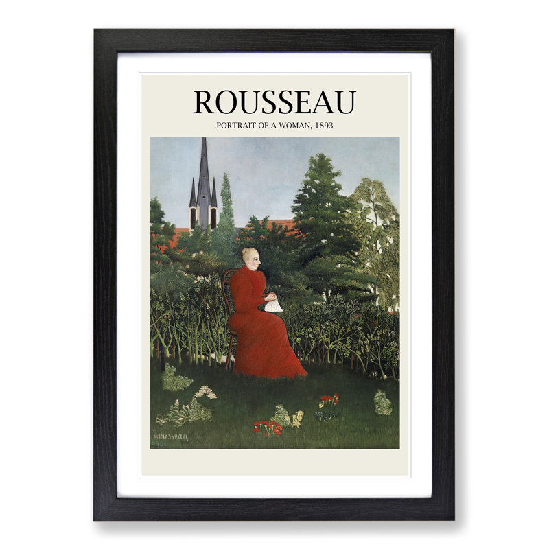 Portrait of a Woman Print by Henri Rousseau - Picture Frame Painting, 36cm H x 27cm W x 2cm D, Black Framed
