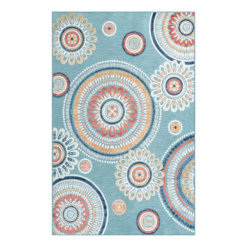 Firman Spiral Wygant Indoor/Outdoor Area Rug, Rectangle 5'2" x 8'