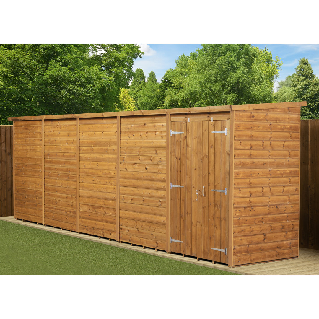 Modular Pent Garden Shed  20X4 No Windows  Double Door