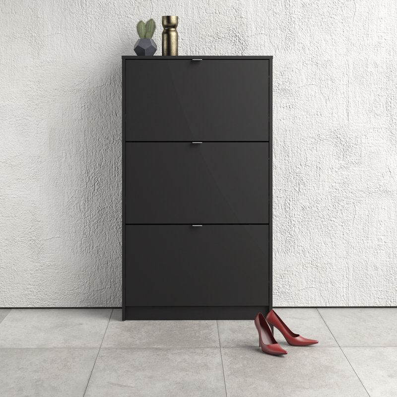 Shoes 9 Pair Shoe Storage Cabinet, Matte Black