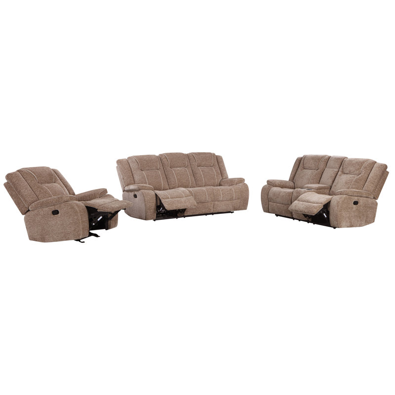 Canapé à deux places et fauteuil inclinable manuel, 3 Pcs: Chair, Loveseat, Sofa