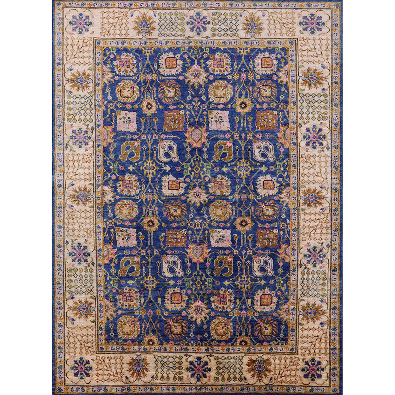 Tapis oriental brun clair / bleu Roscommon, Rectangle 5 pi x 7 pi
