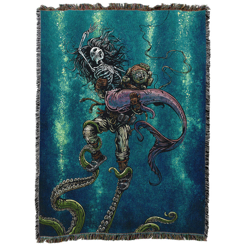 Pure Country Weavers Catch or Release Skeleton Blanket by David Lozeau - Gift Fantasy Tapestry Throw Woven from Cotton - Made in the USA (72x54)
