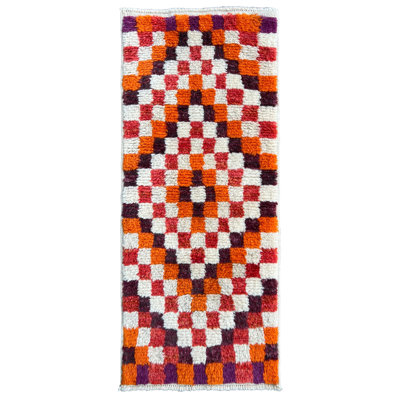 Tapis tulu fabriqué à la main avec motif à carreaux. Options personnalisées disponibles