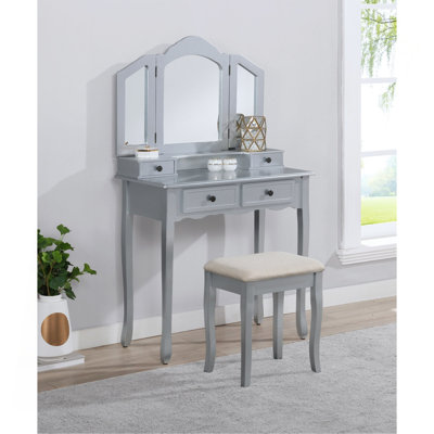 Ensemble coiffeuse et tabouret en bois Sanlo