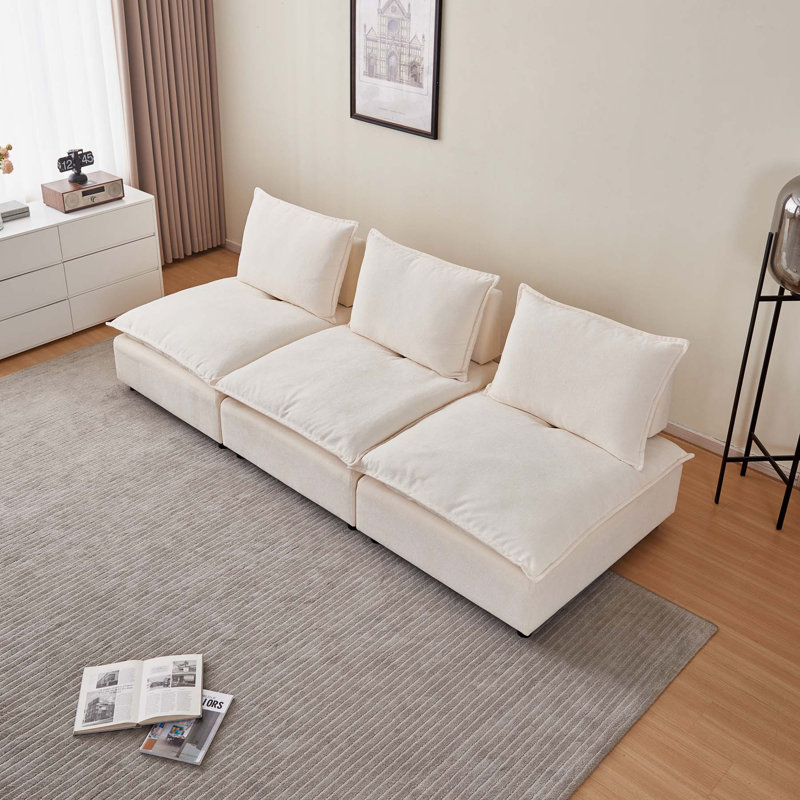 Canapé 3 places sans accoudoirs, Beige