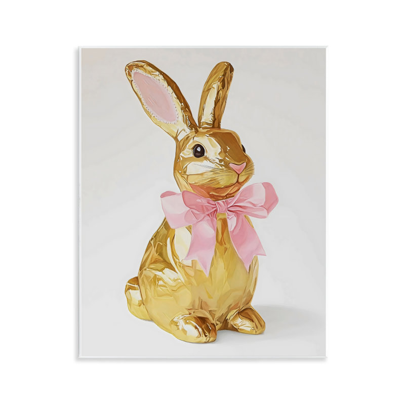 Plaque de lapin de Pâques doré avec ruban, design par The Prints Vibe