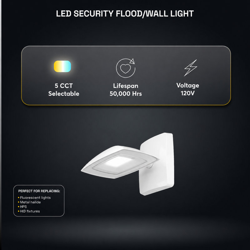  LED Flood Light with Remote, 15W, 1,500 Lumens, Exterior Wall Lights 5CCT, 120V, IP65 Outdoor Flood Light - White, White