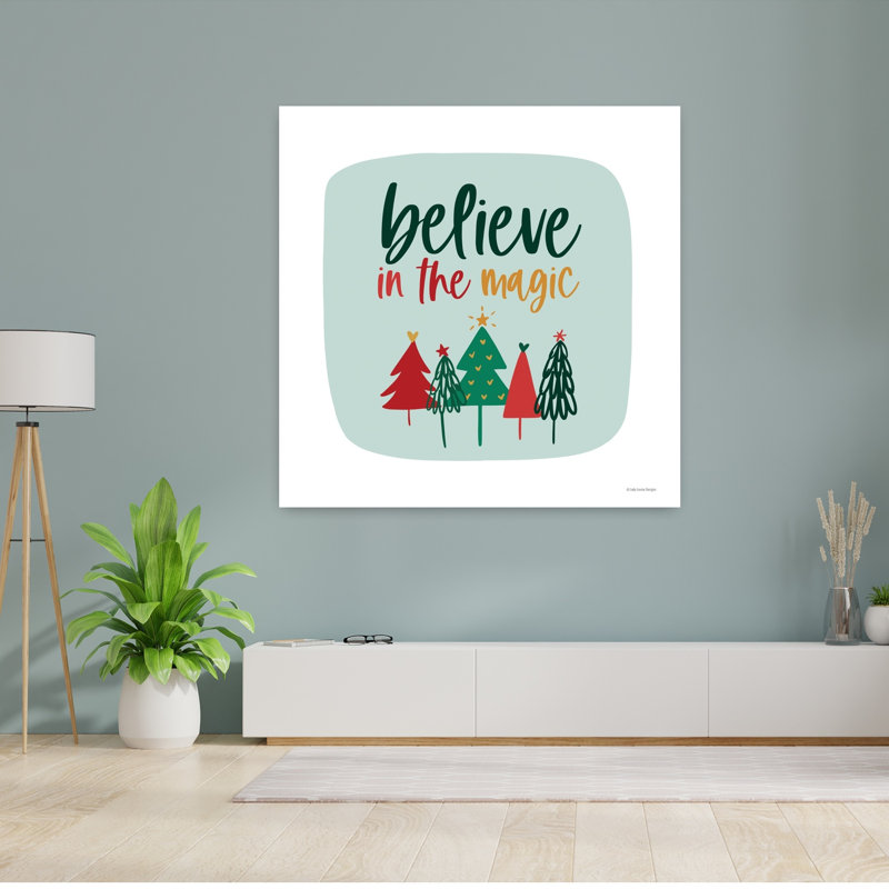 Believe In The Magic, art abstrait contemporain d'arbre de Noël, H 48 po x l 48 po
