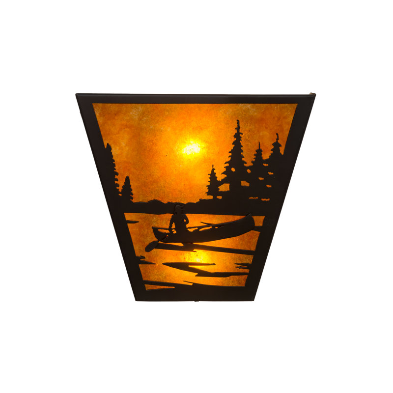Applique murale 2 lumières Canoe At Lake, 11.5" H x 13" W x 6.5" D, Bronze