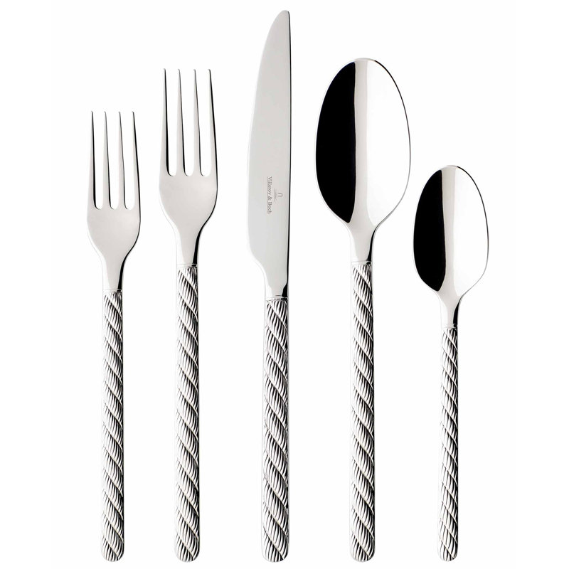 Montauk 5 Piece 18/10 Stainless Steel Flatware Set, Service for 1