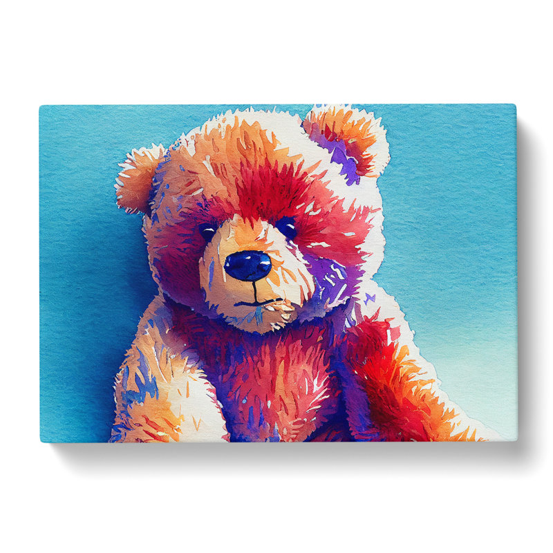 Cute Teddy Bear - Wrapped Canvas Painting, 35cm H x 50cm W x 3cm D