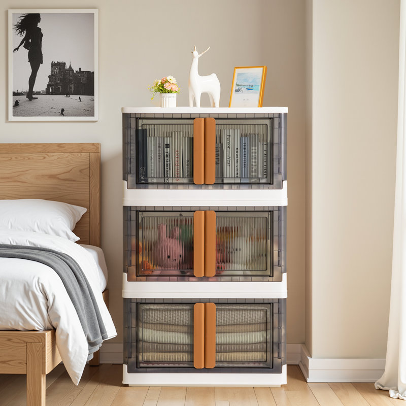 Collapsible Storage Bins With Lids, Stackable Storage Bins With Doors And Wheels
