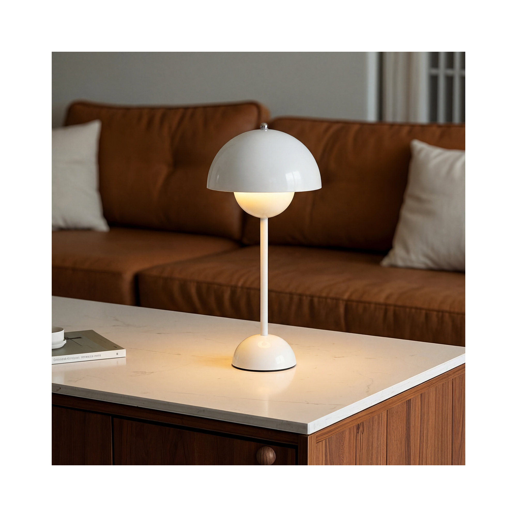 Brunilde Adjustable Metal Table Lamp, White, White