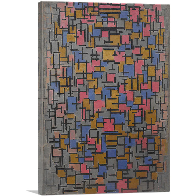 "Composition 1916" par Piet Mondrian, reproduction d'art sur toile tendue, H 18 po x l 12 po x P 0,75 po