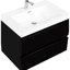 Meuble-lavabo de 30 po avec lavabo simple en résine blanc brillant, 2 tiroirs silencieux à fermeture en douceur, - noir, pré-percé pour un assemblage rapide, lavabo de rangement moderne, noir, espace et durabilité