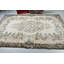 Grand tapis Oushak beige rétro en laine de Turquie pour chambre à coucher avec un design anatolien unique