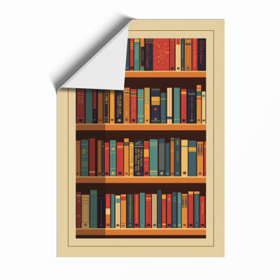 Bookshelf Library Vintage - Framed Print