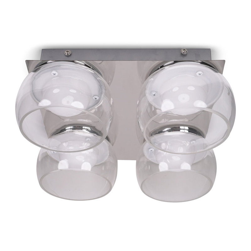 Adelyna Glass LED Flush Mount, Chrome, Clear