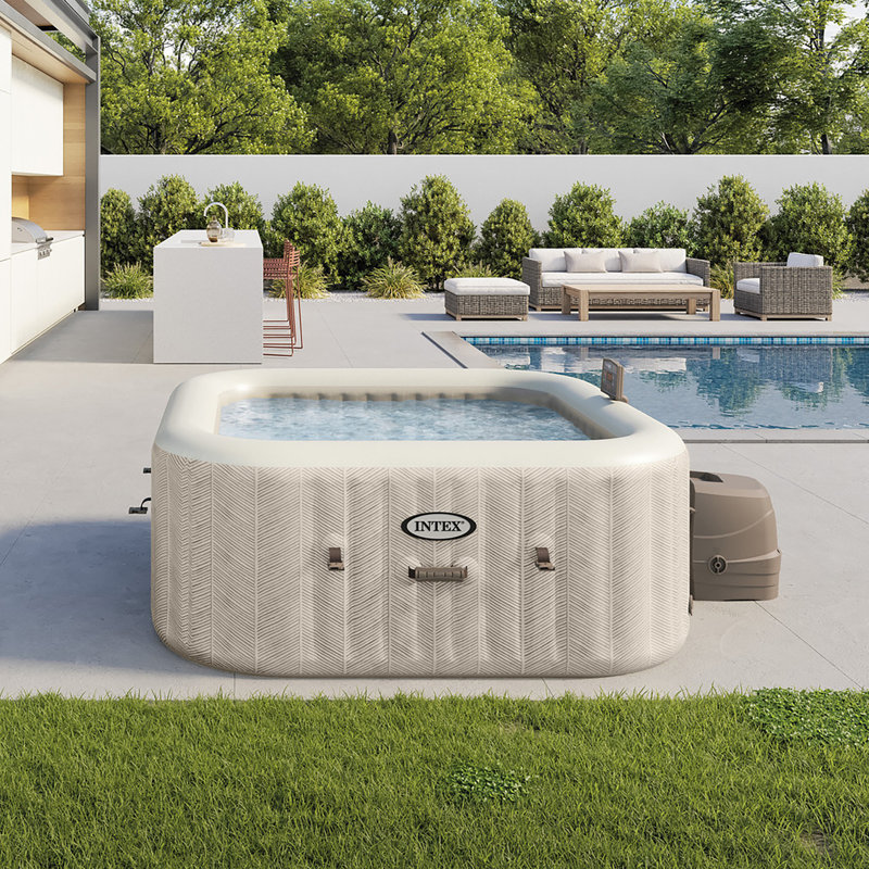 6-person 170 Jet Vinyl Square Inflatable Hot Tub in Off White, 210 gallons