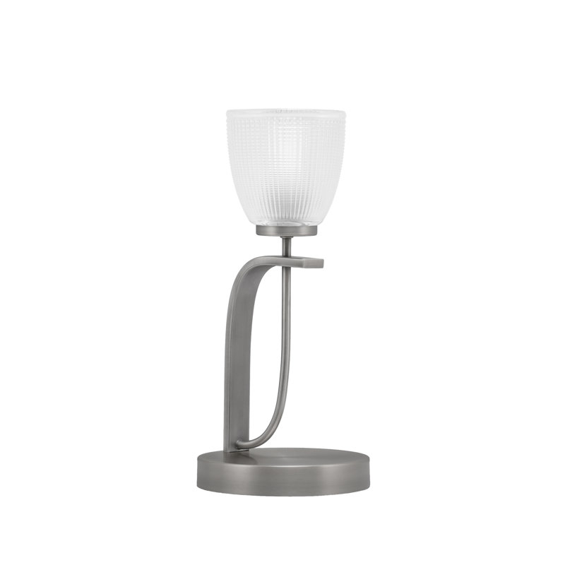 Lampe d'appoint Cavella illustrée de verre côtelé transparent de 5 po, Graphite