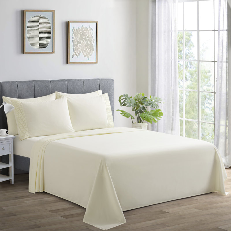  Ensemble de draps ultra doux et soyeux, Ensemble de draps pour taille de lit simple TG ave, Ivoire ivoire