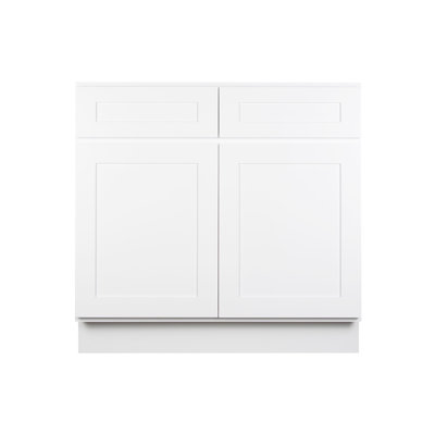 Koville SB36 White Shaker Sink Base Cabinet With Plywood Box