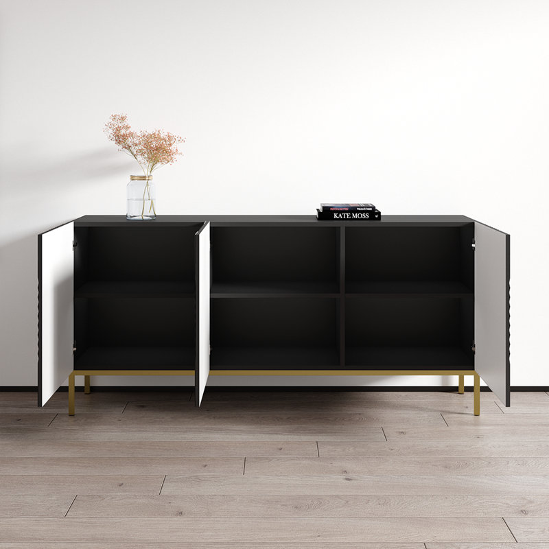 Wimbled 63" Sideboard with High Gloss Finish, Black
