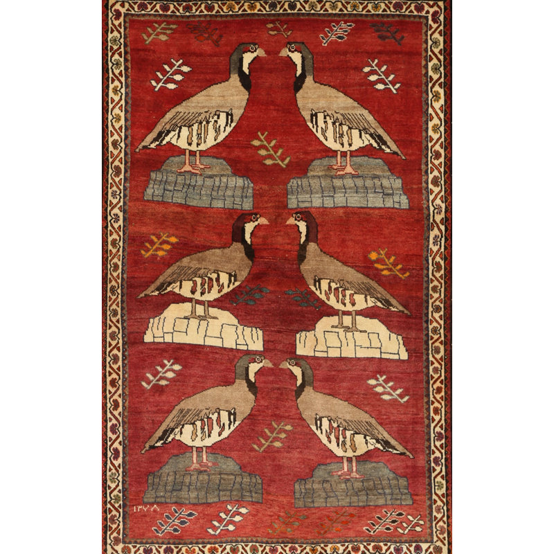 Tapis traditionnel rouge / gris, Rectangle 5 pi x 7 pi