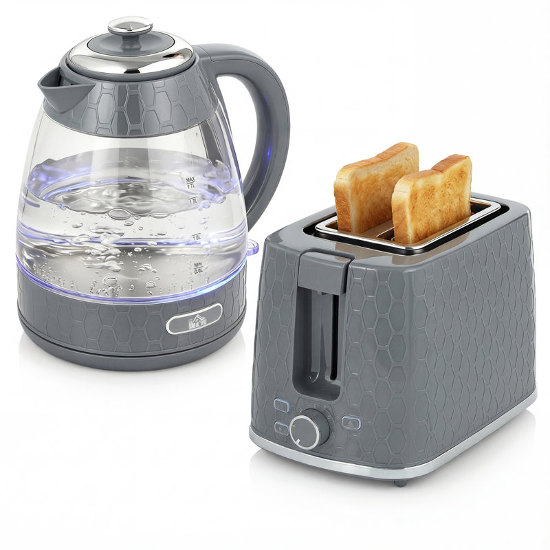 Kettle and Toaster Set, Grey