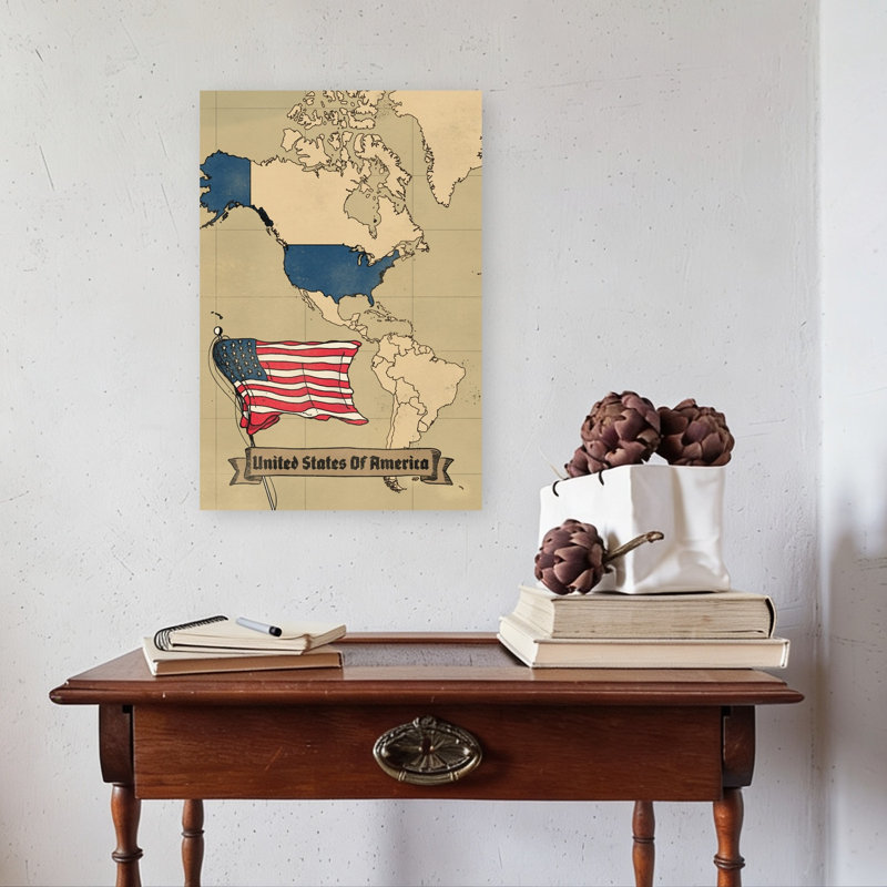 «Patriotic Usa Map», art mural rétro rétro