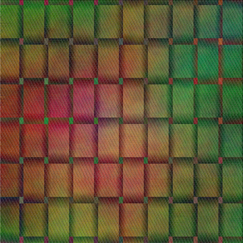 Tapis vert/rose à motifs, Carré 8 pi