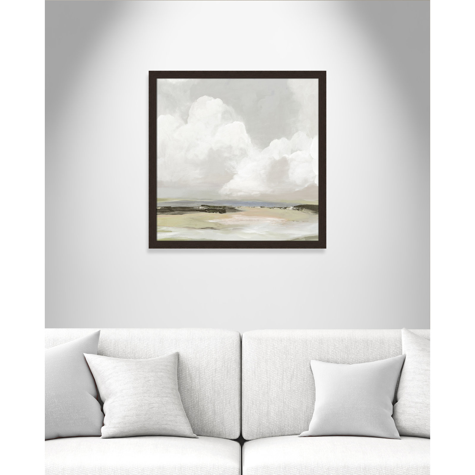 Soft Clouds - Picture Frame Painting Print, Walnut Framed, 28.5" H x 28.5" W x 1.12" D