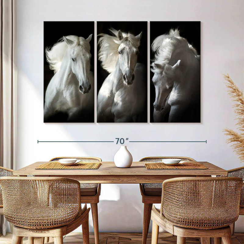 Brampt Three White Horses, 42" H x 65" W