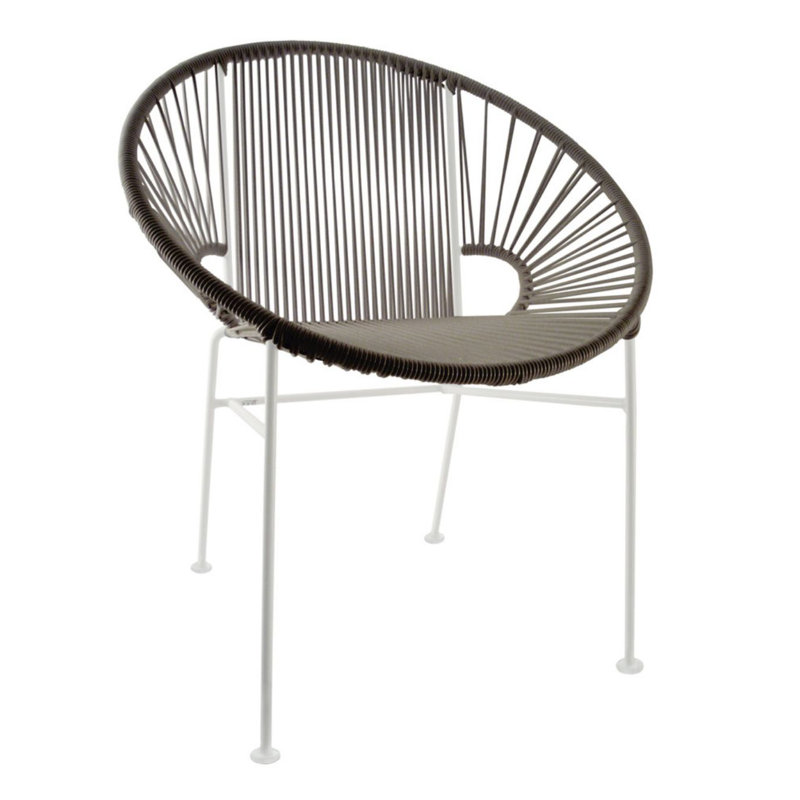 Concha Indoor/Outdoor Handmade Dining Chair, White, Gray