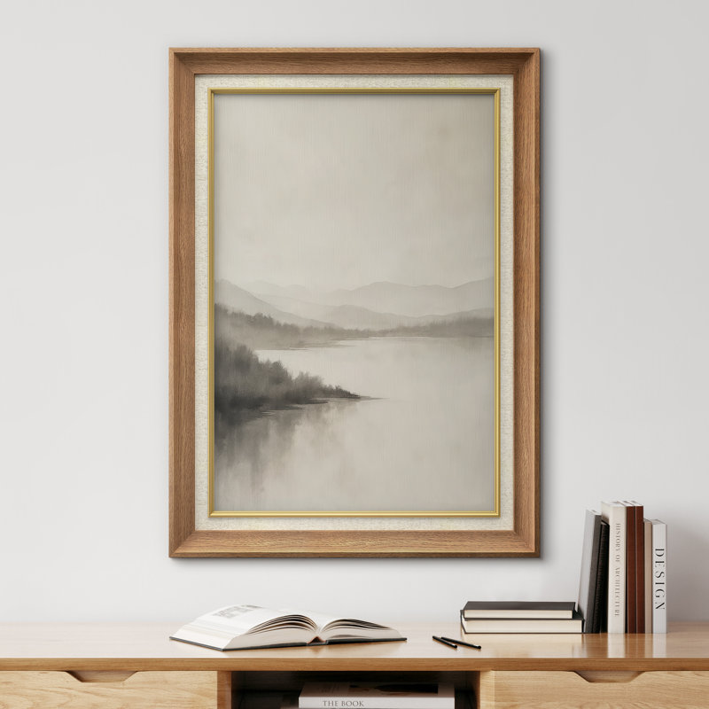 Œuvre encadrée de qualité supérieure - impression de paysage rétro pour décor de salon - 26 po x 36 po, Naturel