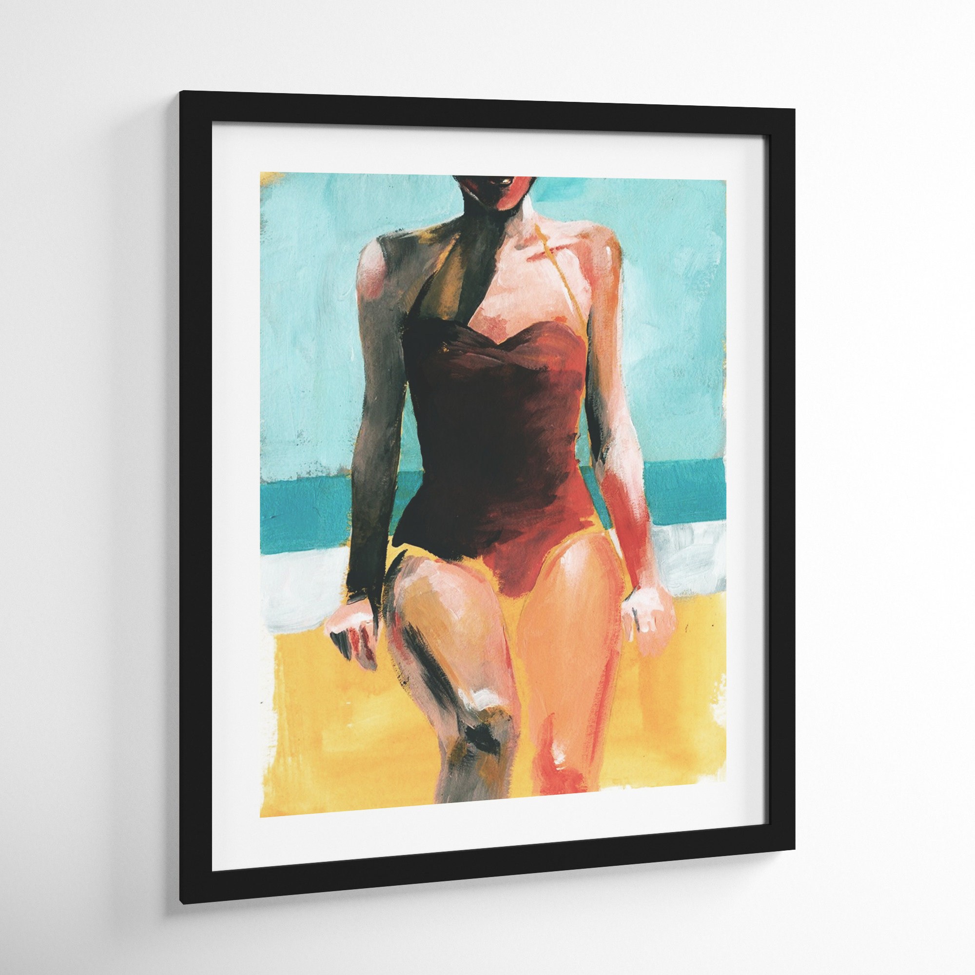 Vintage Swim II by Paxton Parker, 20.38" H x 17.38" W, Black Framed Paper